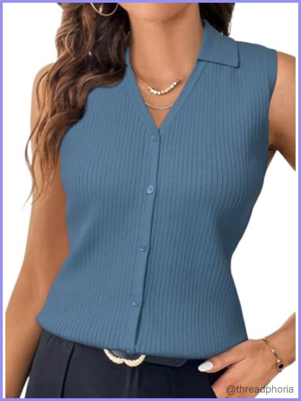 Women's Sleeveless V-Neck Tank Top - Business Casual Cotton Stretch